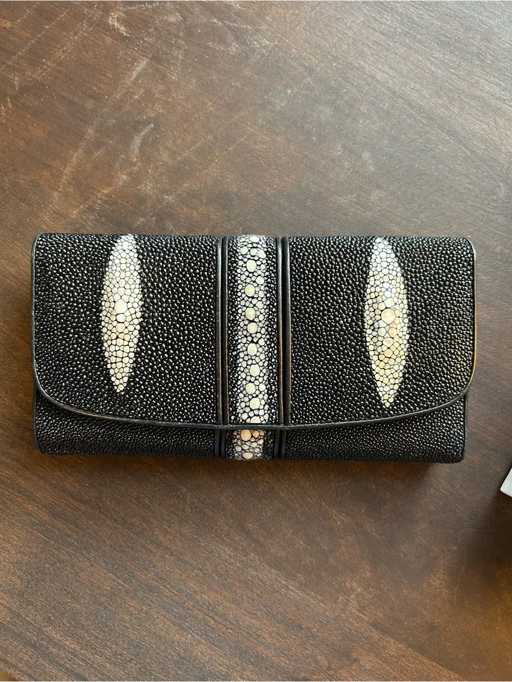 ROTA Genuine Stingray Black and White Foldover Wallet